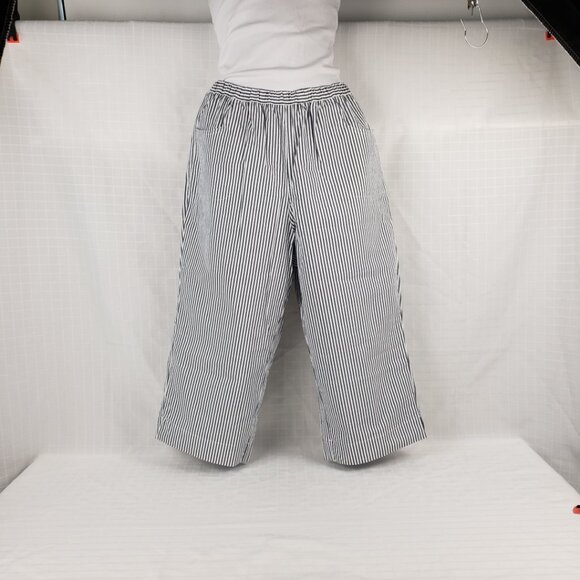 Capris Quacker Factory Lightweight Blue White Stripe Women Cotton Blend - Picture 1 of 15